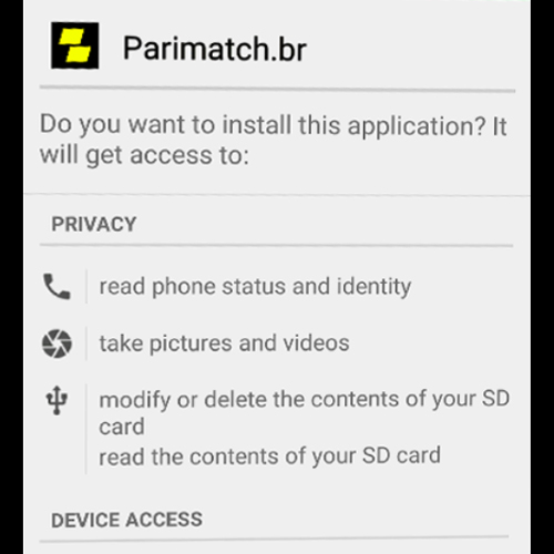 Instale o aplicativo Parimatch em seu dispositivo e abra-o