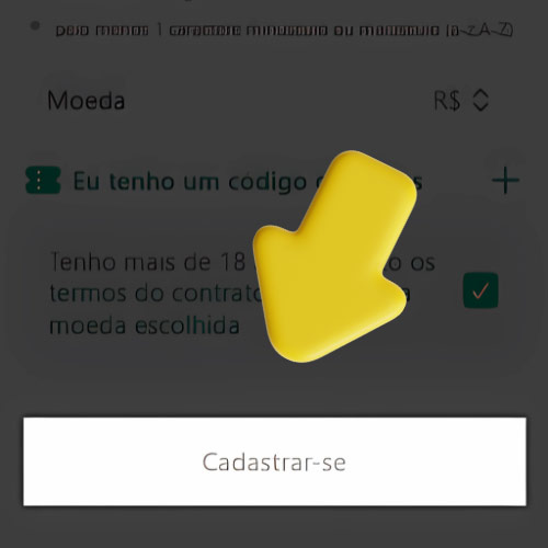 Instrução Aceite os termos e clique em “Cadastrar-se”